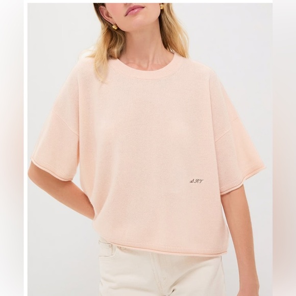 NWT TUCKERNUCK Pink Tan Cashmere Structured T-shirt, Medium - Picture 2 of 8